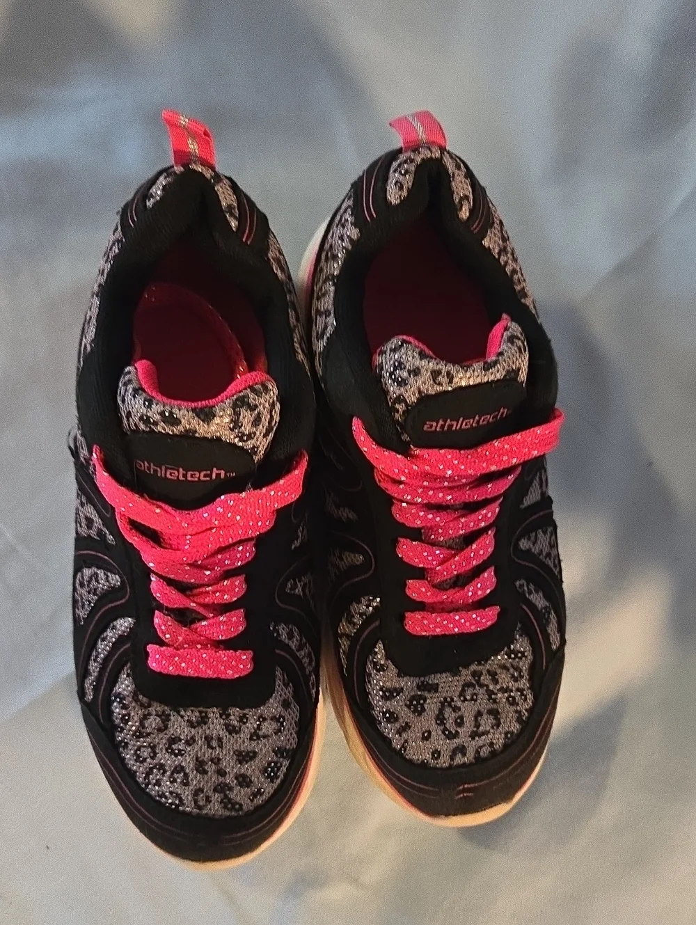 Athletech Black and Hot Pink Lace-Up Sneakers